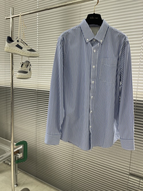 Celine Striped Button-Down Shirt, Long Sleeve Business Casual Style 1 Celine Striped Button-Down Shirt, Long Sleeve Business Casual Style