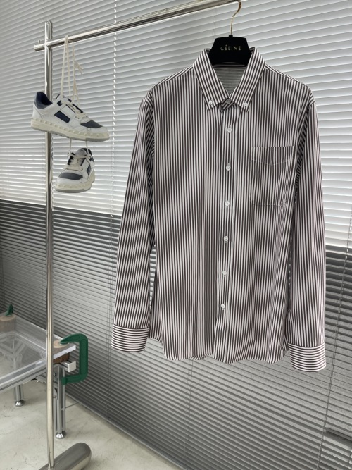 Striped Button-Down Shirt, Long Sleeve Cotton Blend Shirt for Men 1 Striped Button-Down Shirt, Long Sleeve Cotton Blend Shirt for Men