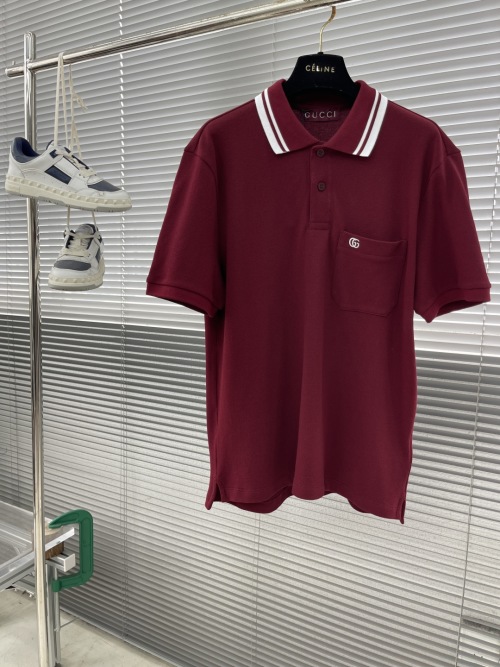 Gucci Men's Wine Red Polo Shirt with 'Gucc' Embroidery - Classic Fit 1 Gucci Men's Wine Red Polo Shirt with 'Gucc' Embroidery - Classic Fit