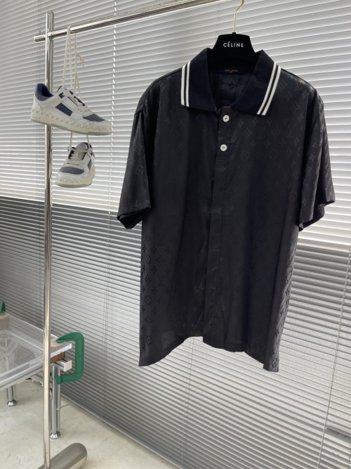 Louis Vuitton Men's Black Monogram Polo Shirt - Short Sleeve, Summer Style 1 Louis Vuitton Men's Black Monogram Polo Shirt - Short Sleeve, Summer Style