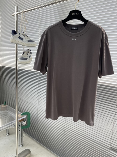 ZEGNA 2025 Spring Cotton Short Sleeve T-Shirt With Logo Graphic 1 ZEGNA 2025 Spring Cotton Short Sleeve T-Shirt With Logo Graphic