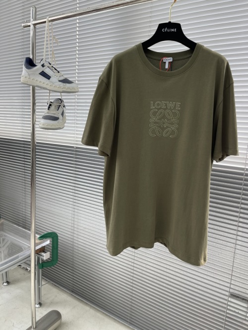 Loewe Anagram Embroidered T-Shirt - Elegant Deep Military Green, Soft Silk Blend 1 Loewe Anagram Embroidered T-Shirt - Elegant Deep Military Green, Soft Silk Blend