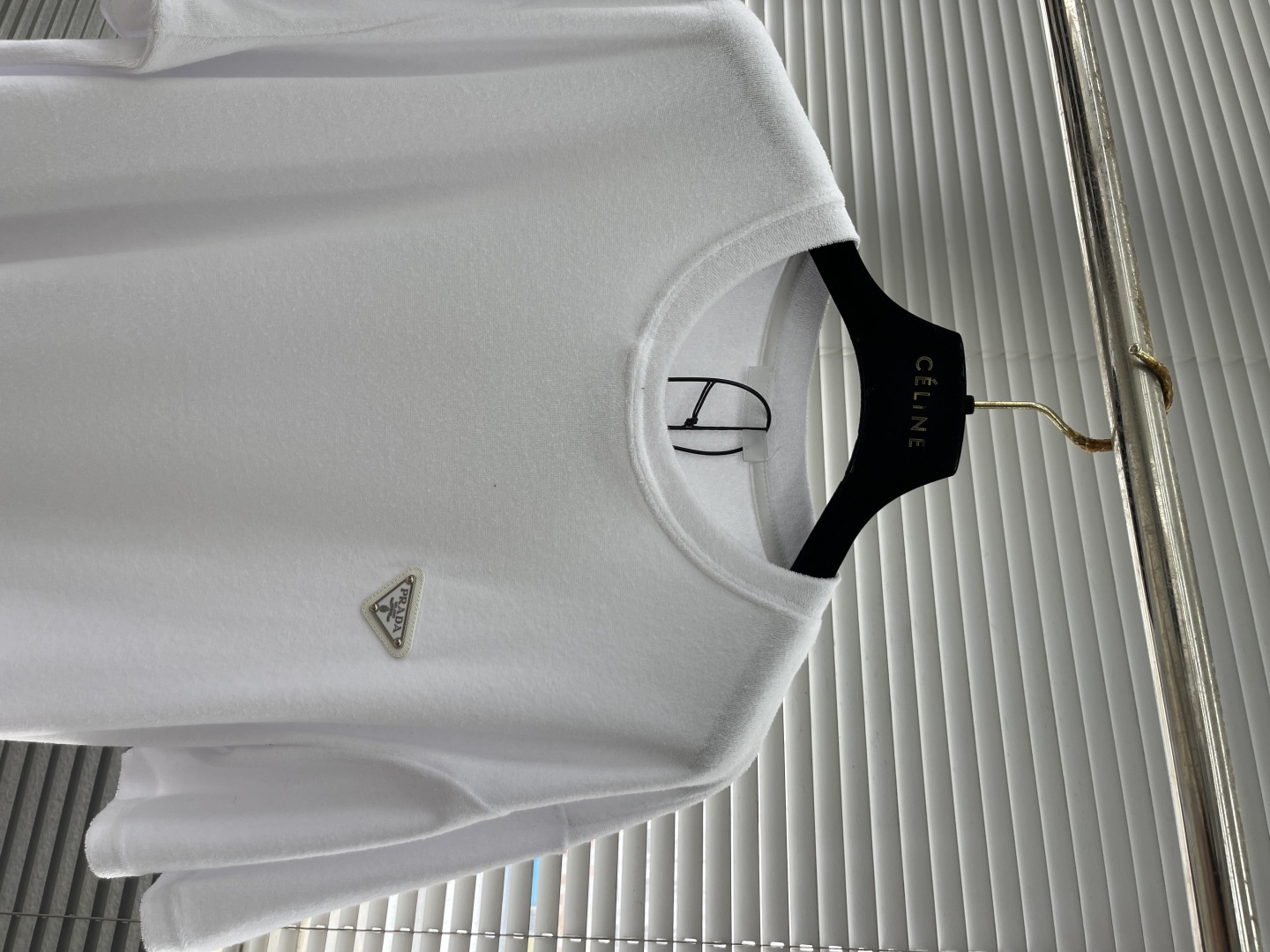 Prada White Cotton Jersey T-Shirt with Leather Logo Patch, Casual Style 2 cmp i1745145888979 2207 0 6