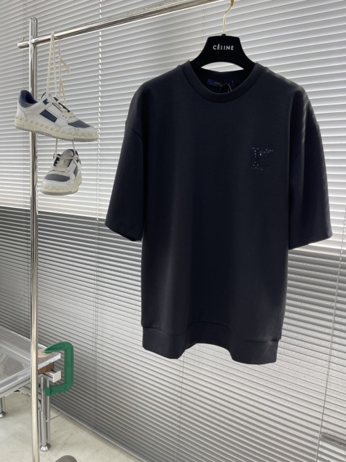 Louis Vuitton Rhinestone Logo T-Shirt - Short Sleeve, Comfortable Fit 1 Louis Vuitton Rhinestone Logo T-Shirt - Short Sleeve, Comfortable Fit