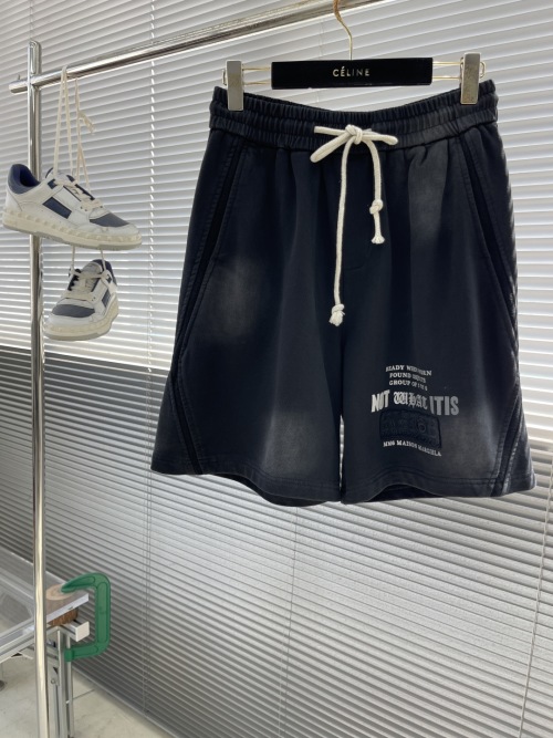 MM6 Maison Margiela Men's Black Cotton Embroidered Logo Shorts 1 MM6 Maison Margiela Men's Black Cotton Embroidered Logo Shorts