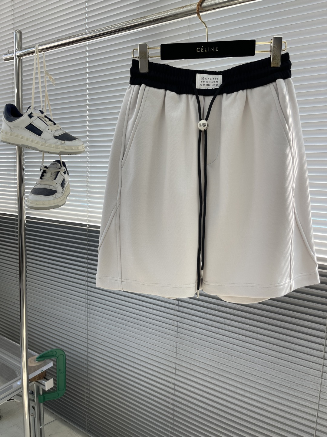 Maison Margiela Women's White Cotton Blend Shorts with Drawstring