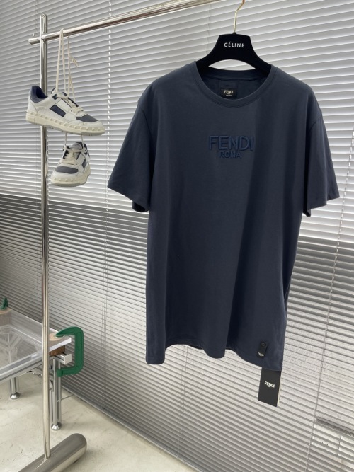 Fendi Roma Embroidered Short Sleeve T-Shirt - Custom Cotton Pique 1 Fendi Roma Embroidered Short Sleeve T-Shirt - Custom Cotton Pique