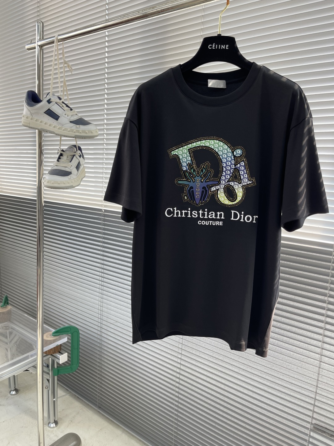 Dior 2025SS Men's Black Casual T-Shirt with Embroidered Logo