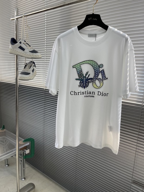 Dior 2025SS White Casual T-Shirt with Embroidered 4G Logo, M-3XL 1 Dior 2025SS White Casual T-Shirt with Embroidered 4G Logo, M-3XL