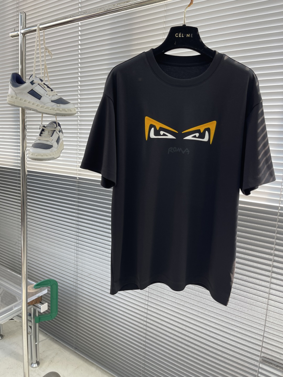 Fendi Monster Eyes Black T-Shirt Rainbow Flocking Dopamine Series