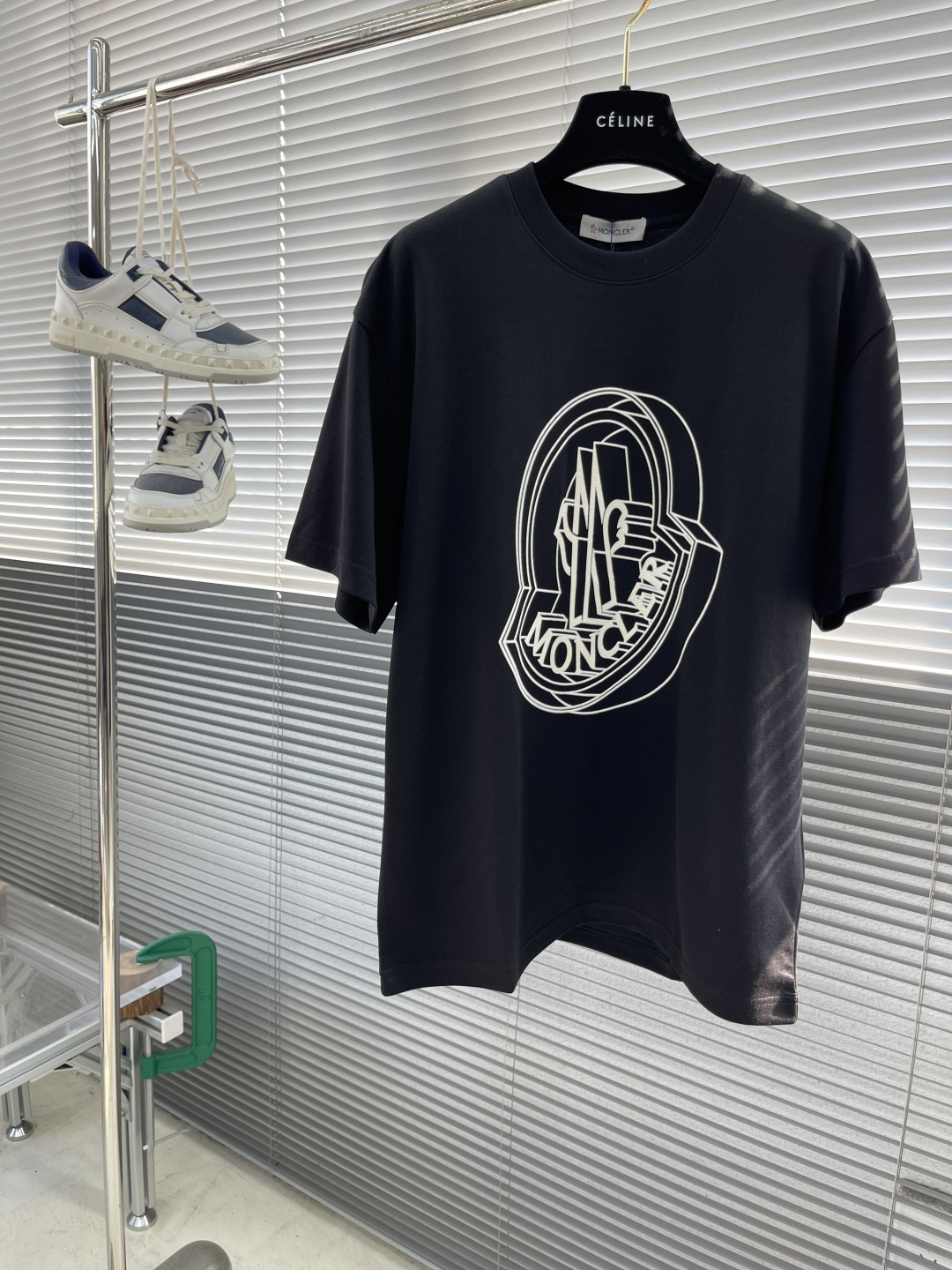 Moncler Men's Black Cotton T-Shirt with 3D Logo - Comfortable and Stylish