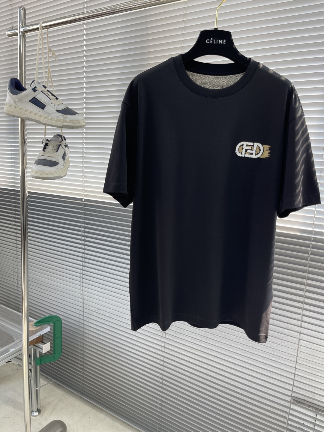 Fendi Men's Black Cotton T-Shirt with Embroidered FF Logo - Classic Fit