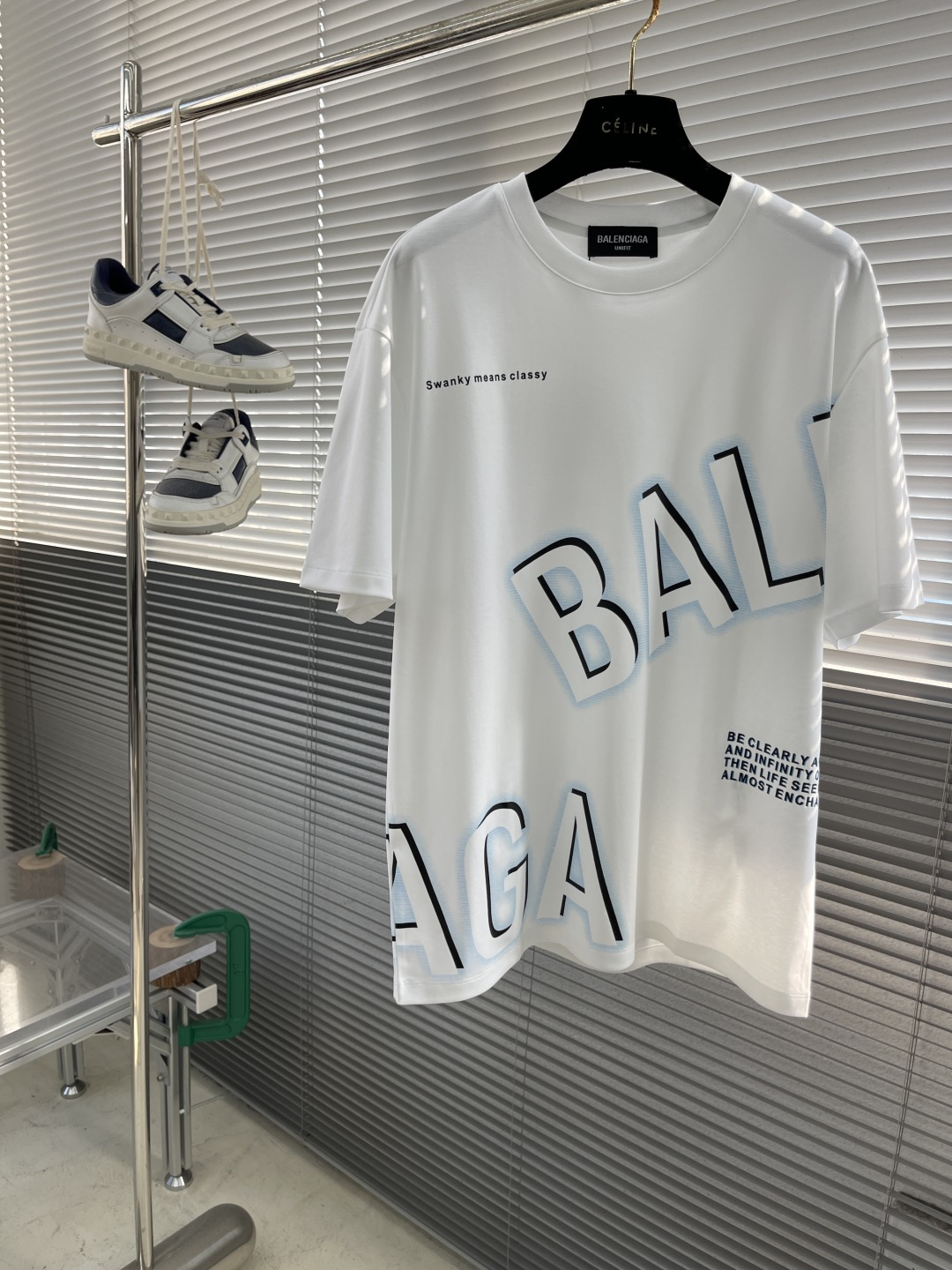 Balenciaga Men's White Logo T-Shirt - Soft Modal Silk Blend