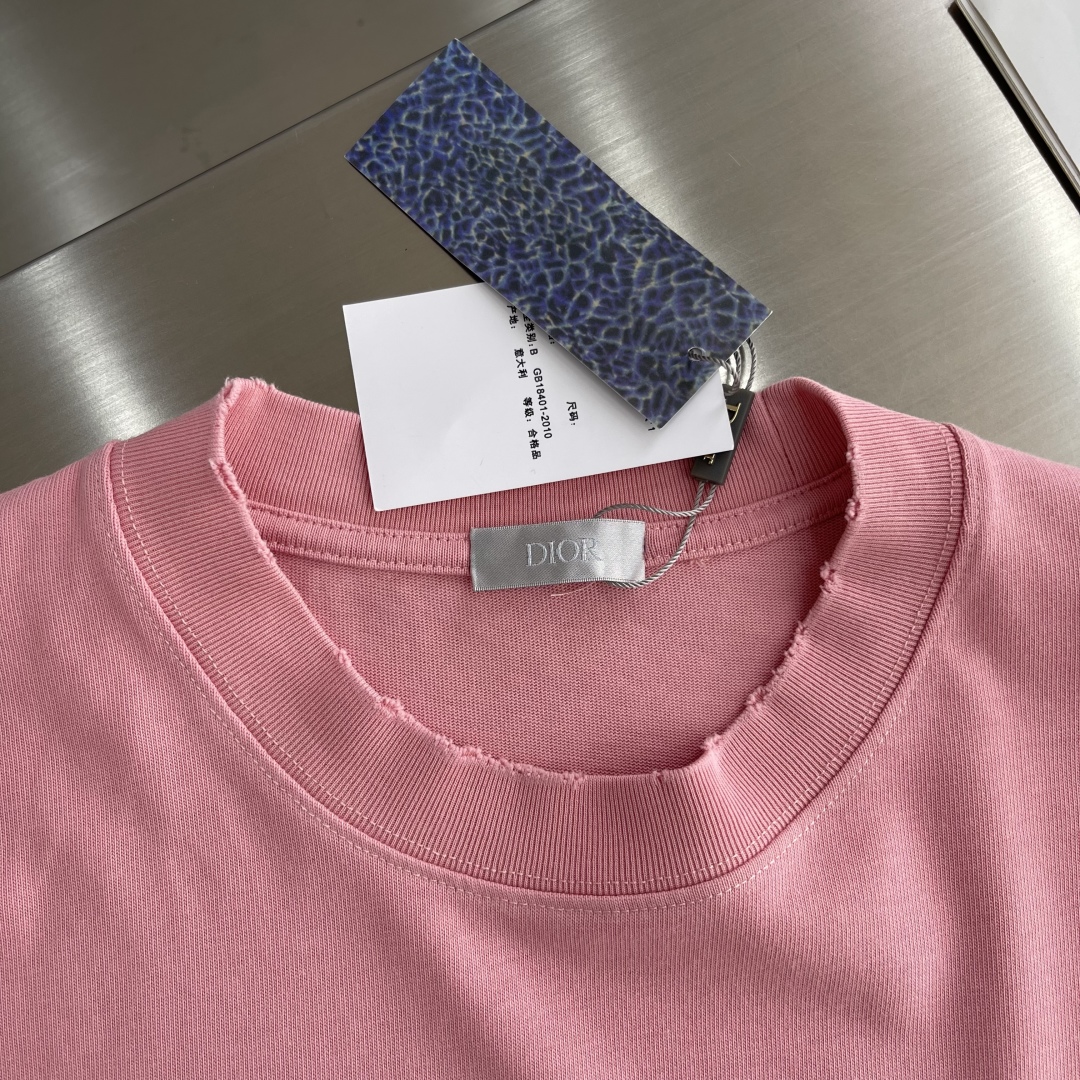 Dior 2025 Spring/Summer Pink Distressed Logo T-Shirt - Unisex Fashion 4 cmp i1745328658007 5810 0 0