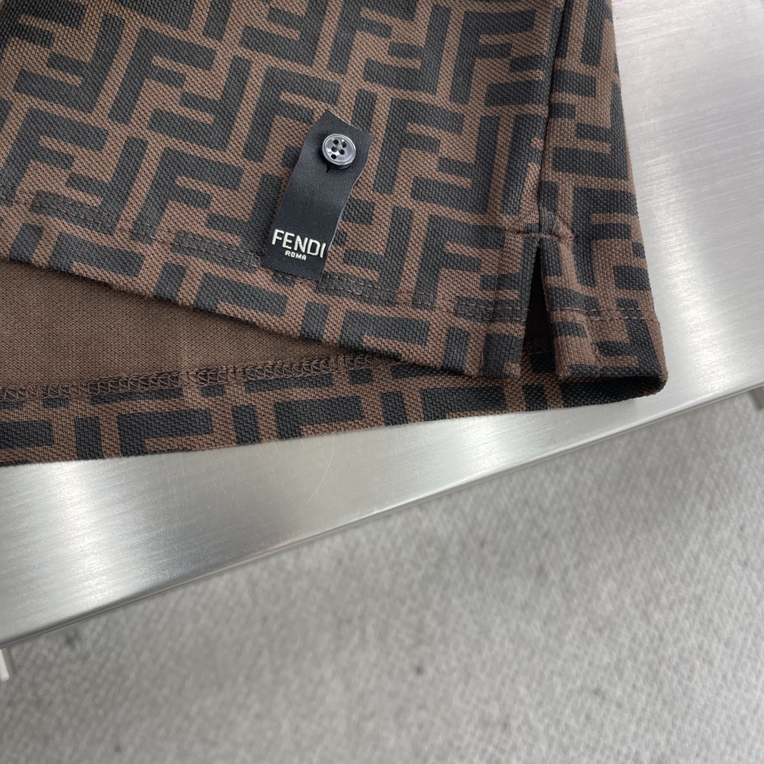 Fendi Men's Polo Shirt All-Over Logo Pattern Brown, Size M-XXL 6 cmp i1745328743045 8905 0 3