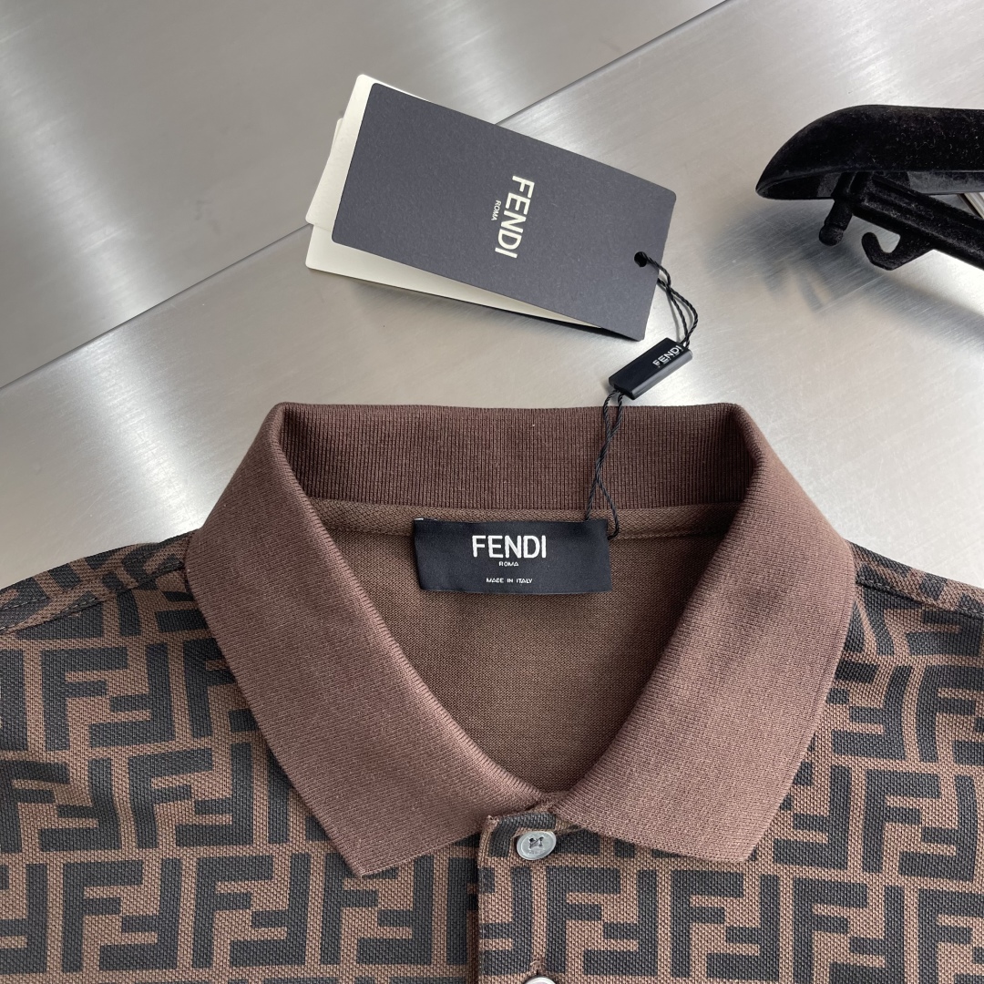 Fendi Men's Polo Shirt All-Over Logo Pattern Brown, Size M-XXL 3 cmp i1745328743046 7817 0 0