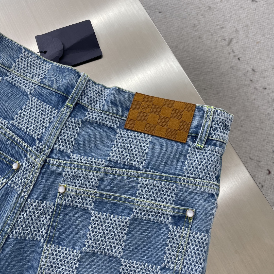 Louis Vuitton 25SS Blue Damier Jacquard Cotton Poplin Shorts 8 cmp i1745329140302 6080 0 5