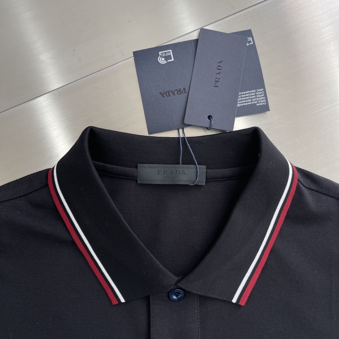 PRADA Men's Polo Shirt - Short Sleeve, Ribbed Trim, Classic Fit, Summer Style 3 cmp i1745329554286 680 0 0