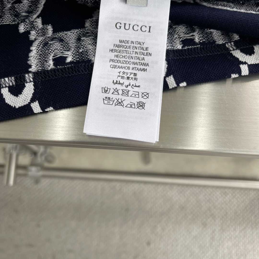 Gucci Men's Navy Blue Polo Shirt with White Interlocking G Pattern 6 cmp i1745329784819 8547 0 3