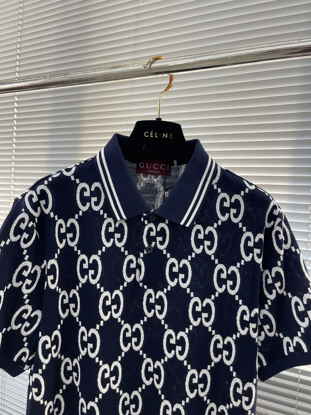 Gucci Men's Navy Blue Polo Shirt with White Interlocking G Pattern 2 cmp i1745329847741 2753 0 6