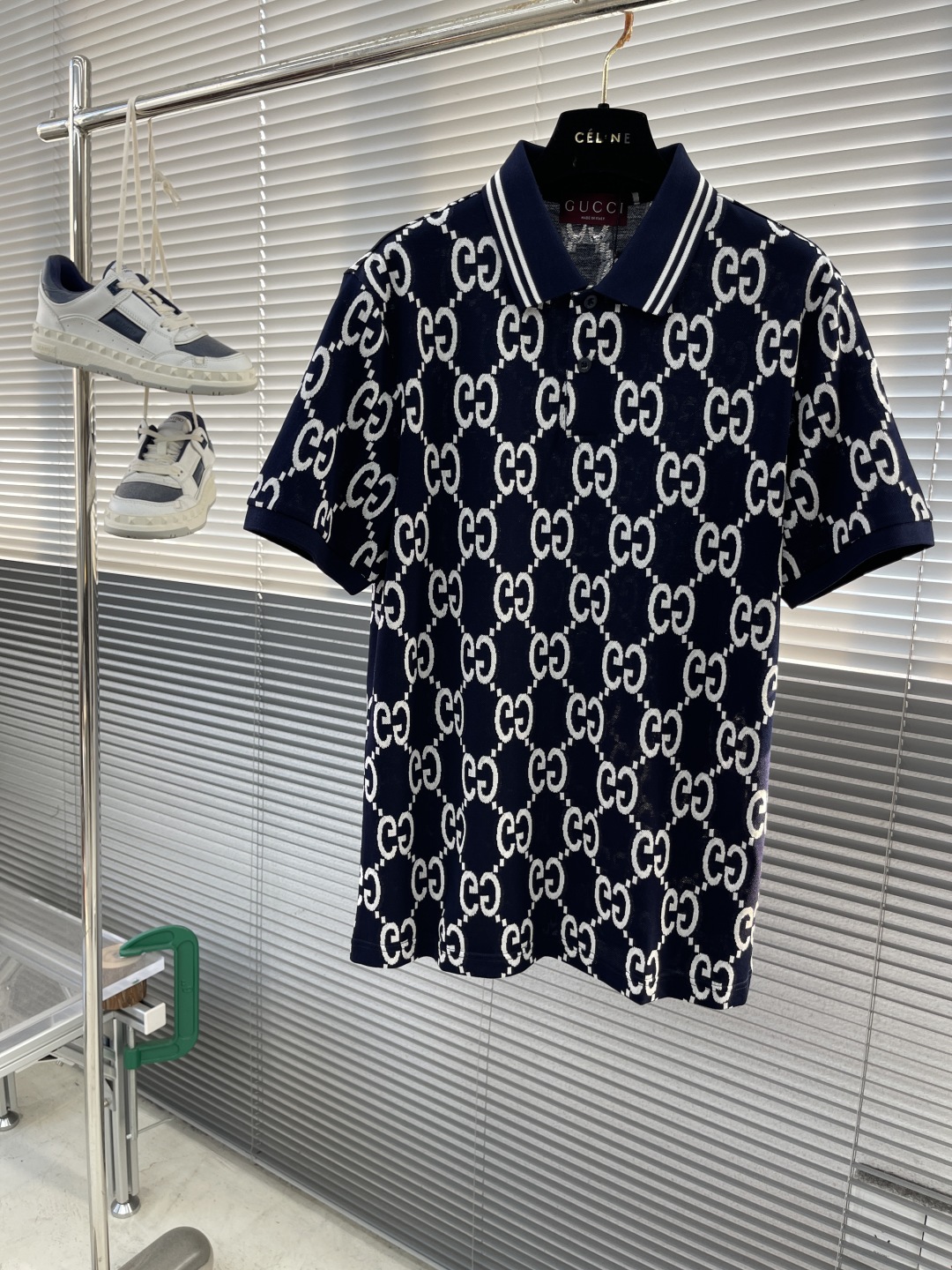 Gucci Men's Navy Blue Polo Shirt with White Interlocking G Pattern 1 cmp i1745329847746 5814 0 5