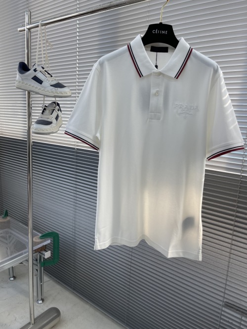 Prada Men's White Polo Shirt Short Sleeve T-Shirt Cotton Blend Classic Fit 1 Prada Men's White Polo Shirt Short Sleeve T-Shirt Cotton Blend Classic Fit