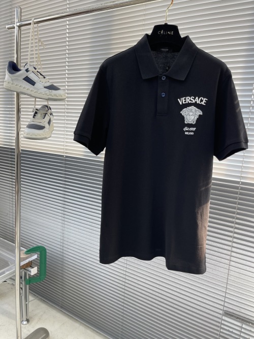 Versace Men's Black Medusa Logo Polo Shirt Short Sleeve Tee 1 Versace Men's Black Medusa Logo Polo Shirt Short Sleeve Tee