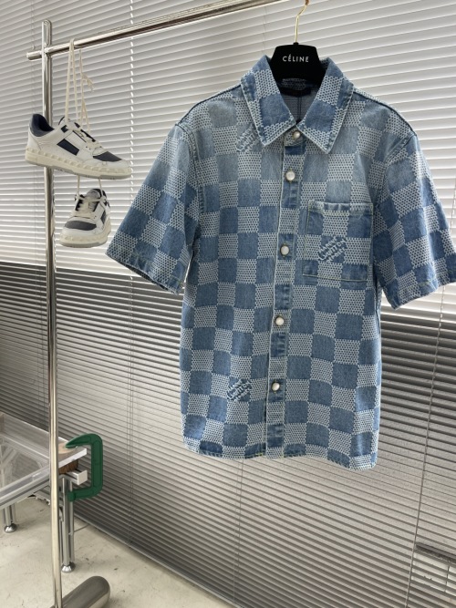 Louis Vuitton 25SS Blue Damier Pattern Short Sleeve Shirt 1 Louis Vuitton 25SS Blue Damier Pattern Short Sleeve Shirt