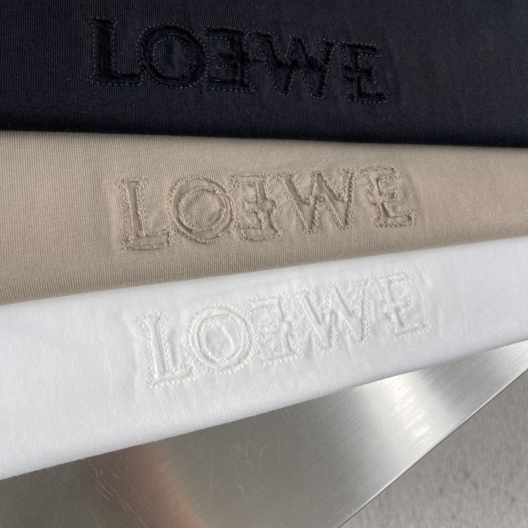 Loewe 25SS Spring/Summer Cream Embroidered Logo T-Shirt - M to 5XL 4 cmp i1745410339425 1190 0 4