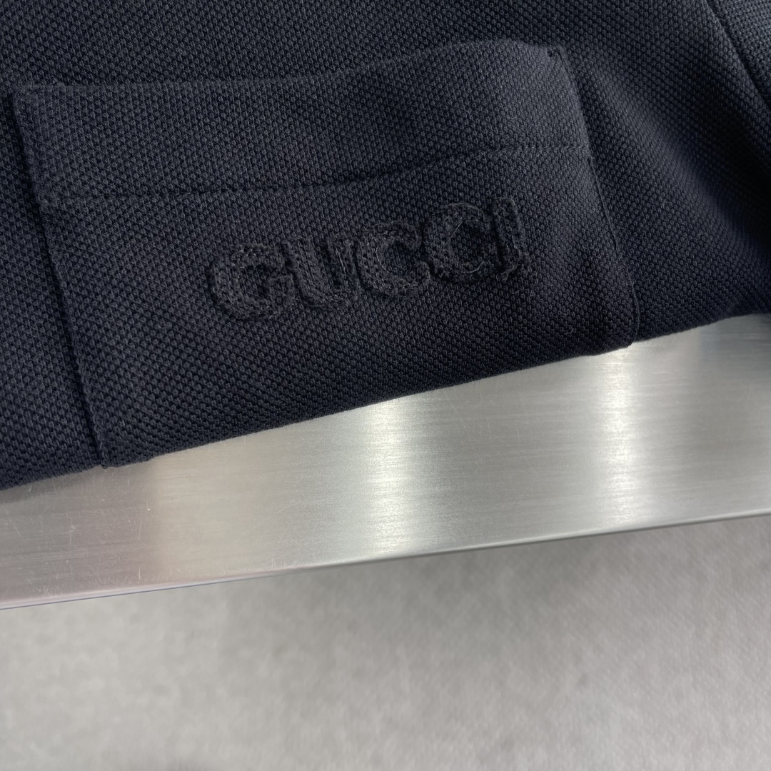 Gucci Men's Black Polo Shirt with Embroidered Pocket and Striped Trim 4 cmp i1746441895624 9639 0 1