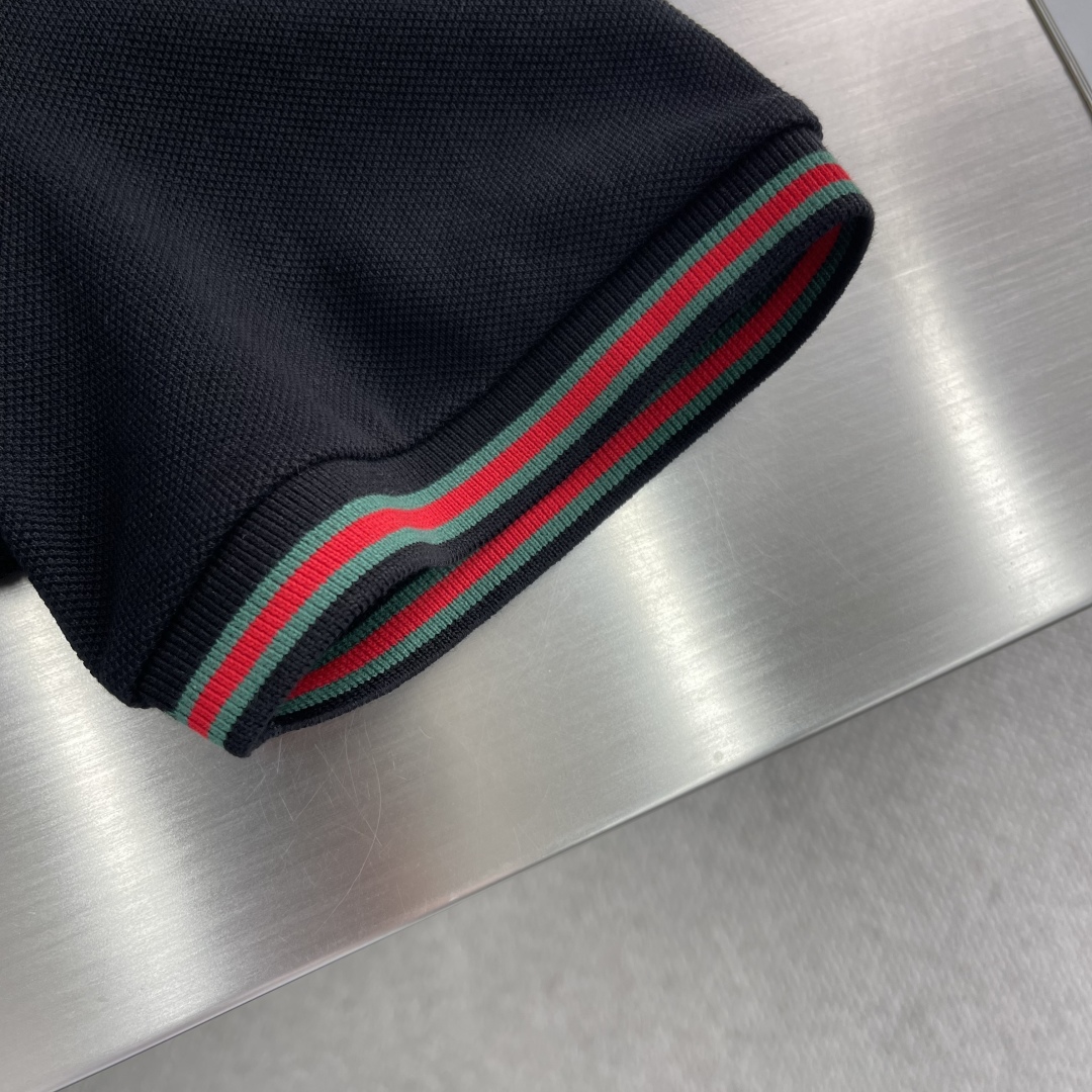 Gucci Men's Black Polo Shirt with Embroidered Pocket and Striped Trim 6 cmp i1746441895632 7180 0 2