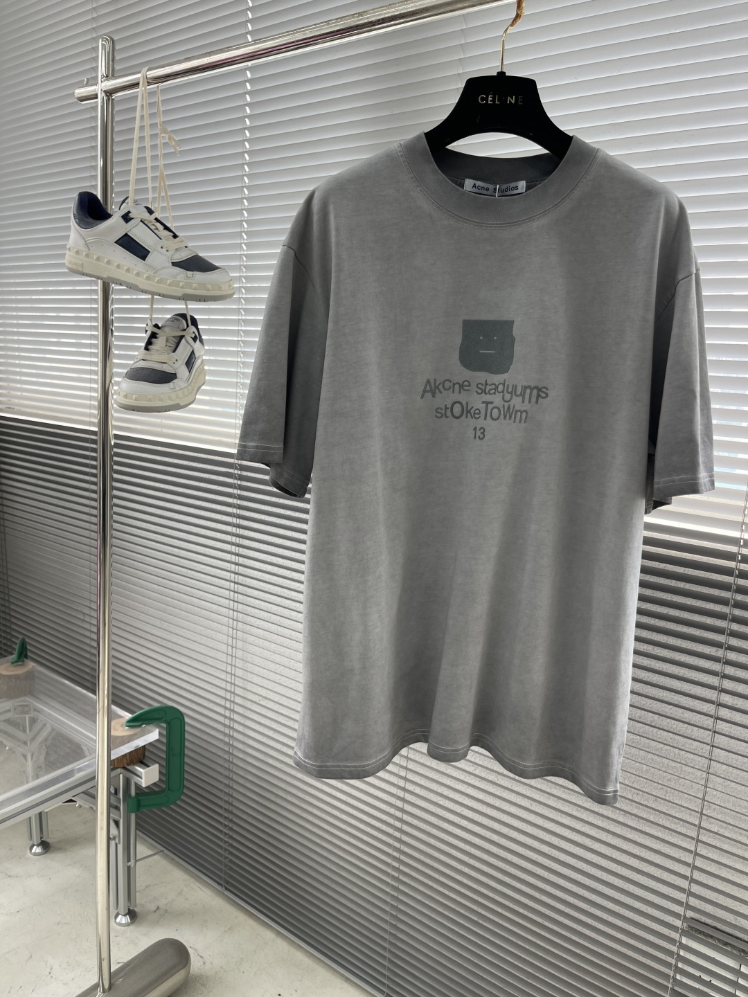 Acne Studios 25SS Distressed-Wash Short Sleeve T-Shirt, Unisex Fashion