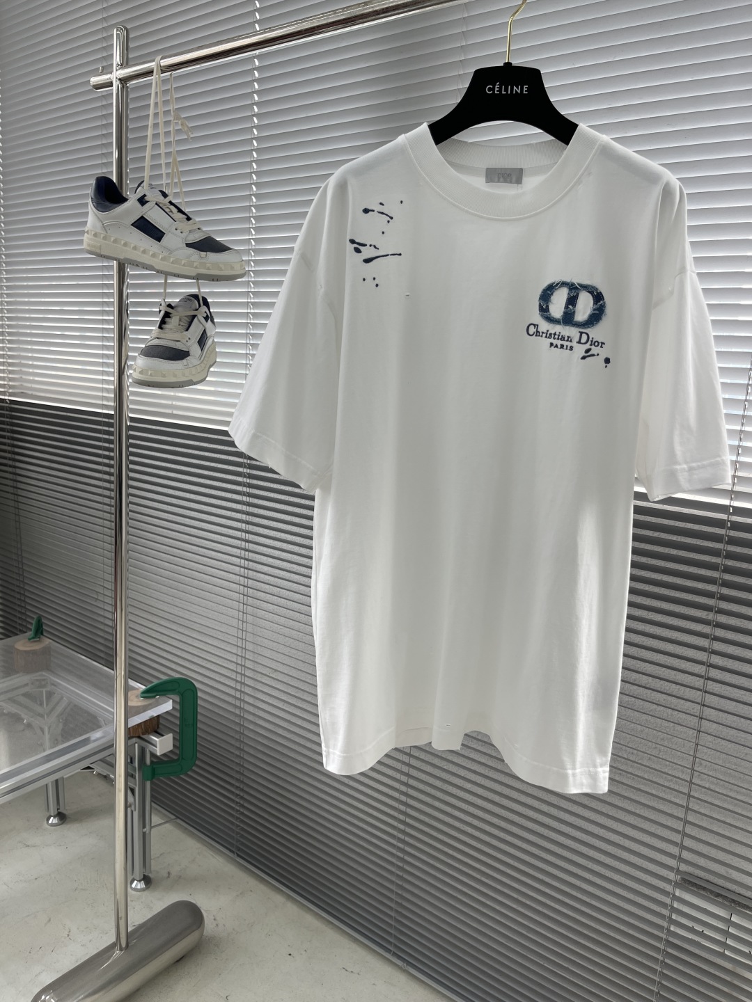 Dior 2025 Spring White Cotton Short Sleeve T-Shirt with Embroidered Logo