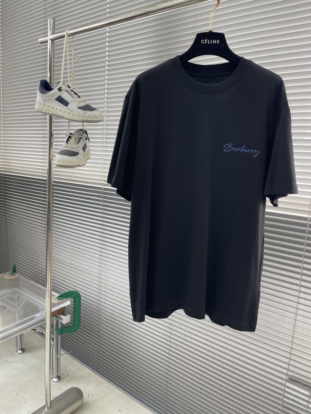 Burberry Men's Black Cotton Crew Neck T-Shirt with Signature Logo