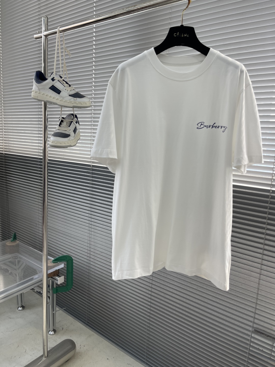 Burberry White Cotton Crewneck T-Shirt with Signature Logo
