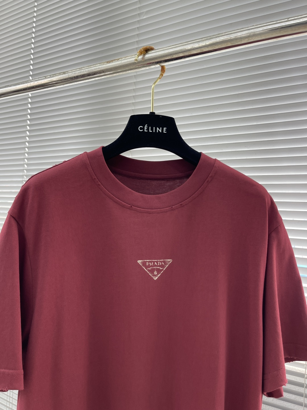 Prada 2025 Burgundy Cotton Tee with Distressed Detailing - Spring Collection 2 cmp i1746699221411 6551 0 6