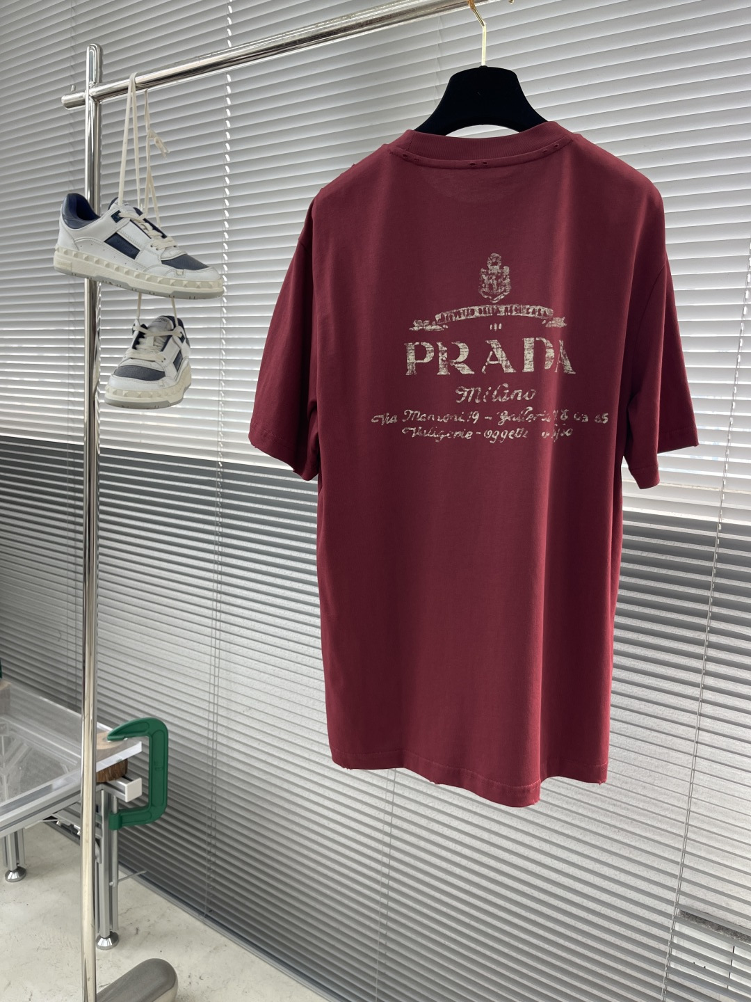 Prada 2025 Burgundy Cotton Tee with Distressed Detailing - Spring Collection 9 cmp i1746699221419 3349 0 7