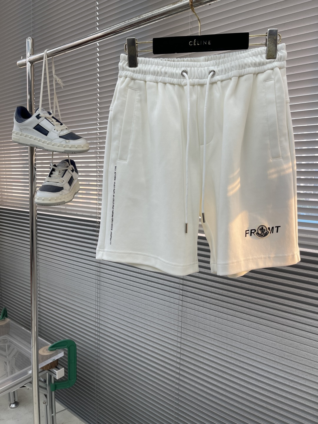 Moncler White Logo Print Drawstring Summer Shorts | Breathable & Comfortable
