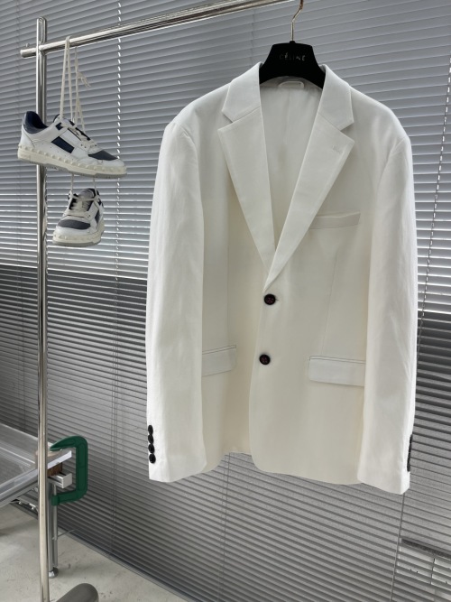Celine Men's White Linen-Blend Blazer - Classic Fit, Timeless Style 1 Celine Men's White Linen-Blend Blazer - Classic Fit, Timeless Style