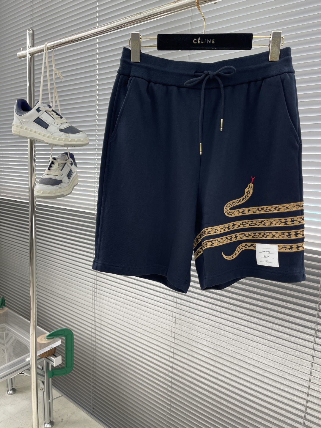 Celine Snake Embroidered Navy Cotton Shorts Drawstring Casual For Men And Women 1 cmp i1746873108789 3528 0 6