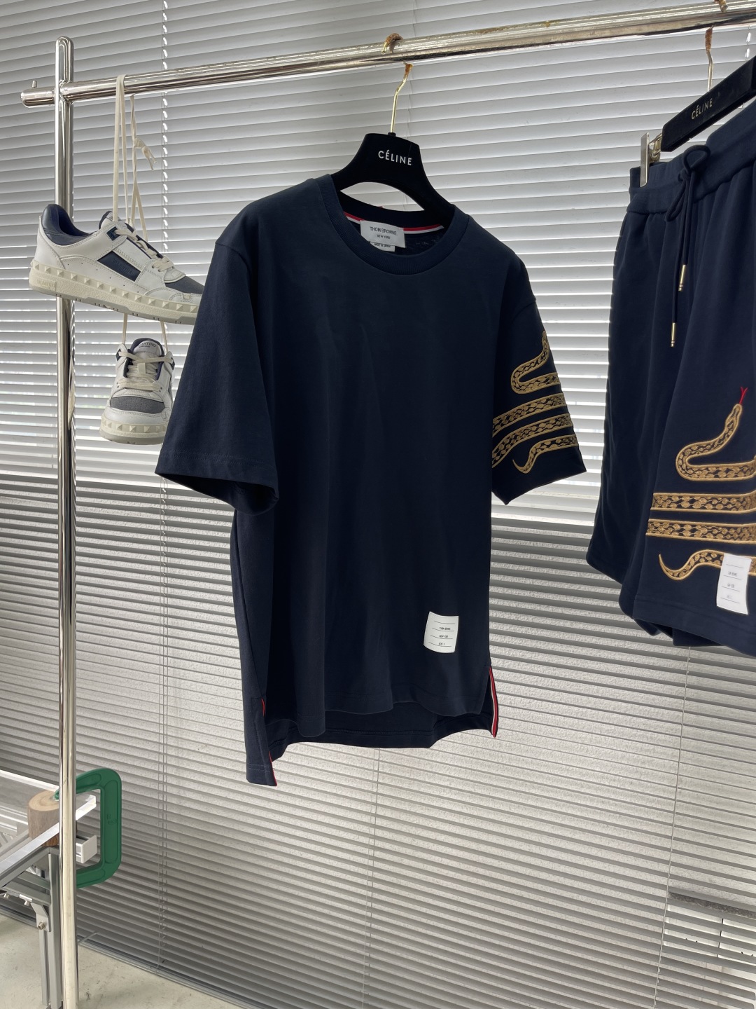 Celine Snake Embroidered Navy Cotton Shorts Drawstring Casual For Men And Women 3 cmp i1746948806589 8788 0 9