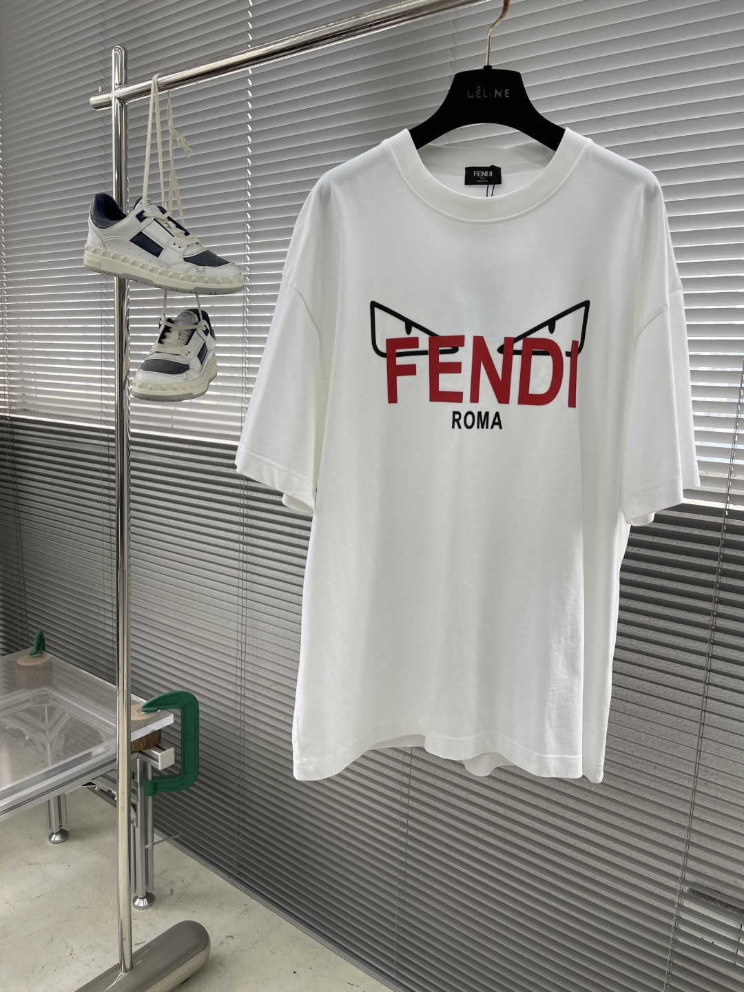 Fendi Roma Devil Eyes White Cotton Graphic T-Shirt for Men and Women