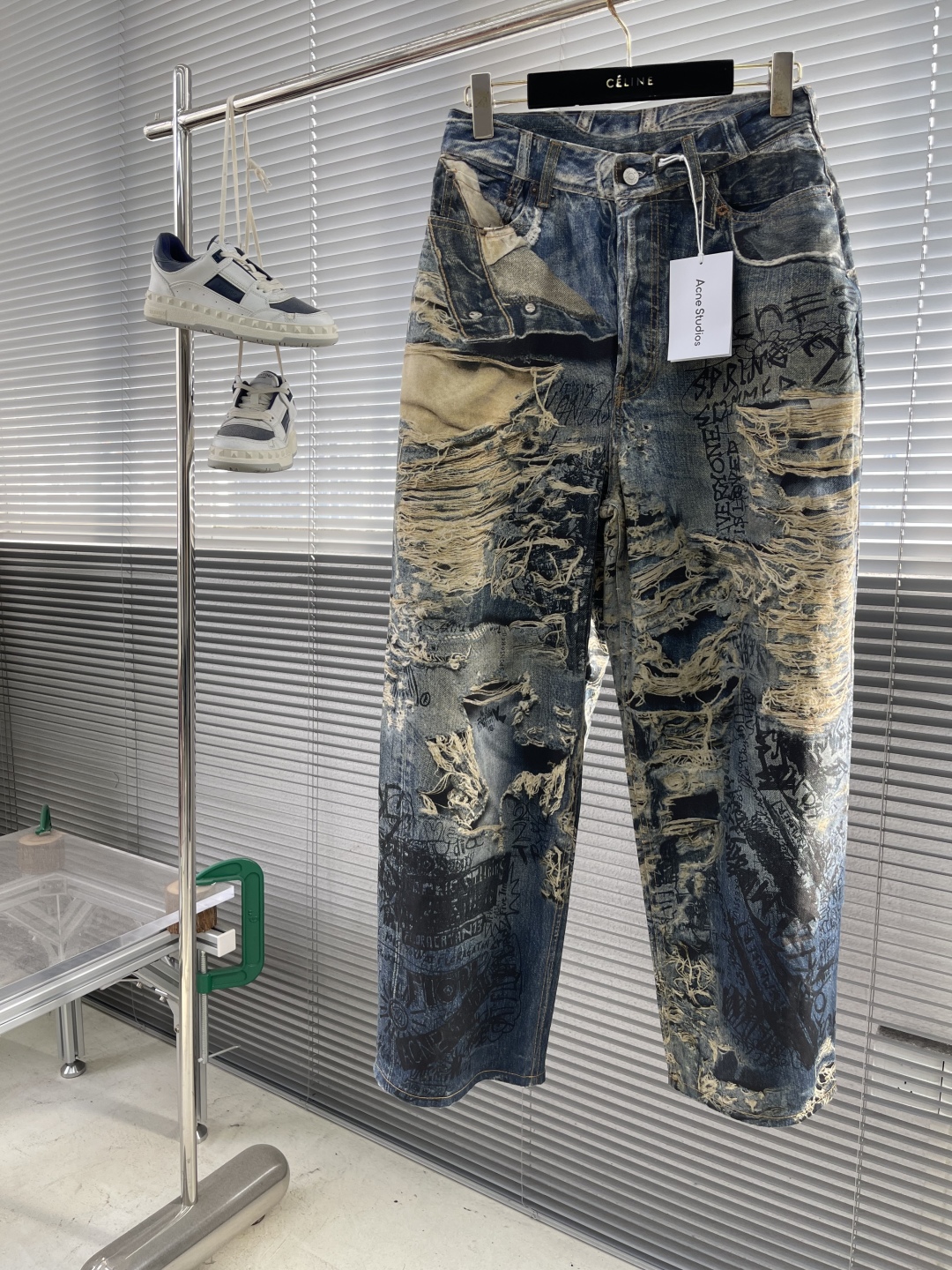 Acne Studios 25SS Trompe L'Oeil Torn Scribble Print, Wide Leg Denim Jeans 1 cmp i1746955344456 2445 0 6