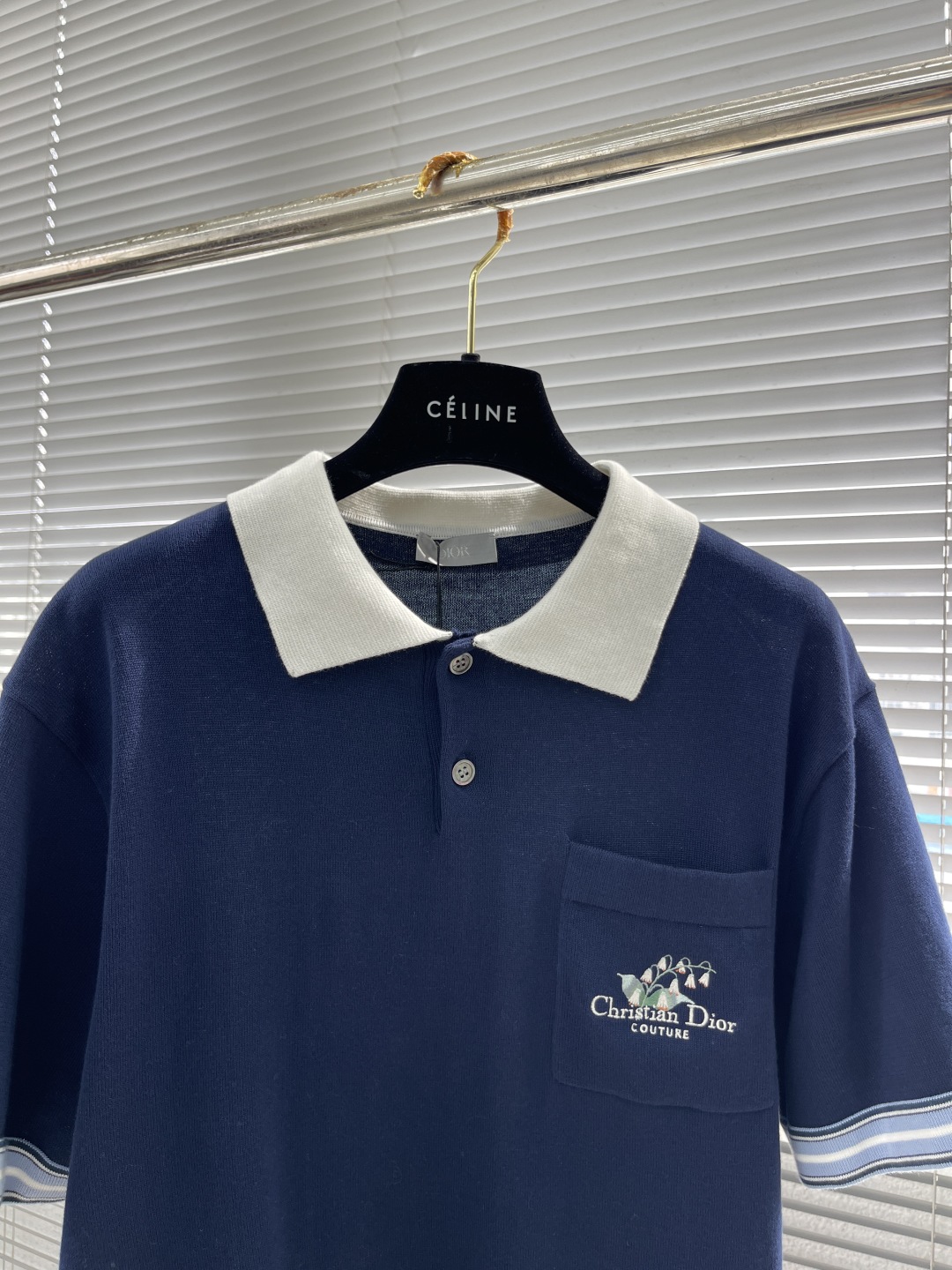 Diorio Couture Lily Embroidery Polo Shirt Blue Cotton Casual Fashionable 2 cmp i1746958308769 9076 0 6