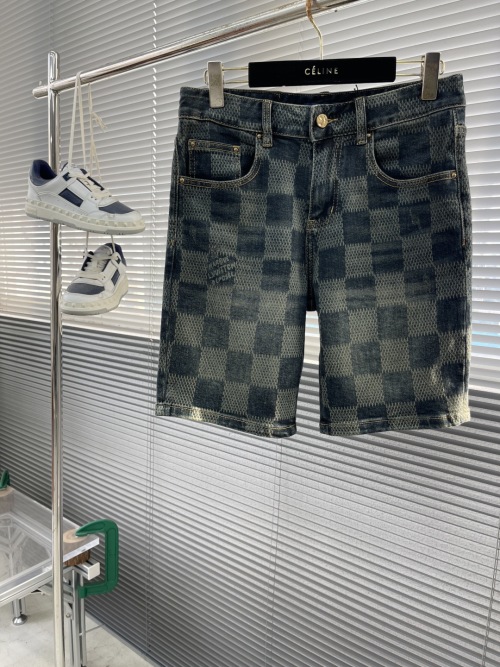 Louis Vuitton 25SS Checkered Denim Shorts with Logo Patch, Sizes 28-38 5 Louis Vuitton 25SS Checkered Denim Shorts with Logo Patch, Sizes 28-38