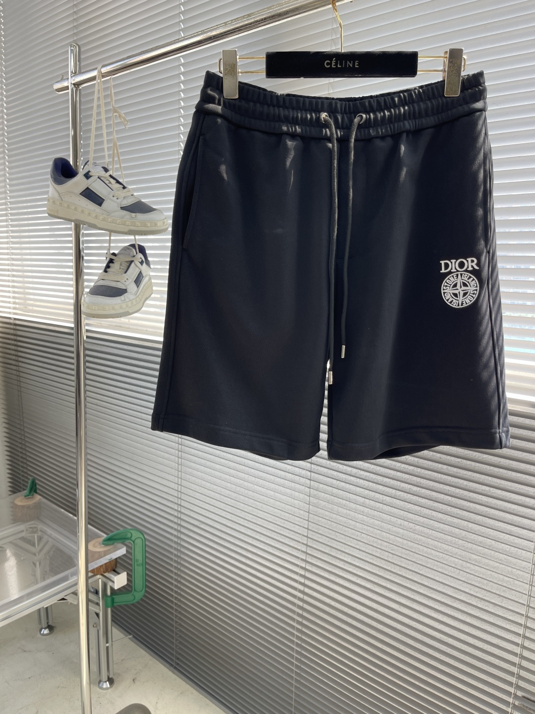 Dior x Stone Island Embroidered Shorts - Luxury Collaboration, Stylish and Trendy