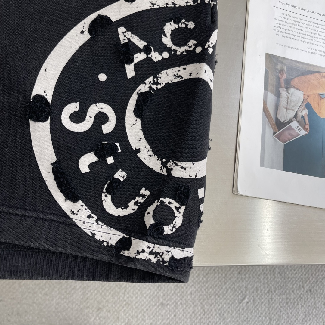 Acne Studio 25SS Shorts: 3D Burning Flowers, Pure Cotton Fabric, Size M-3XL - 图片 6