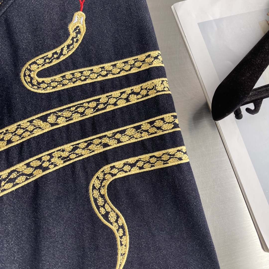 Fashionable Snake Embroidered Cowboy Shirt Jacket p925 - 图片 5