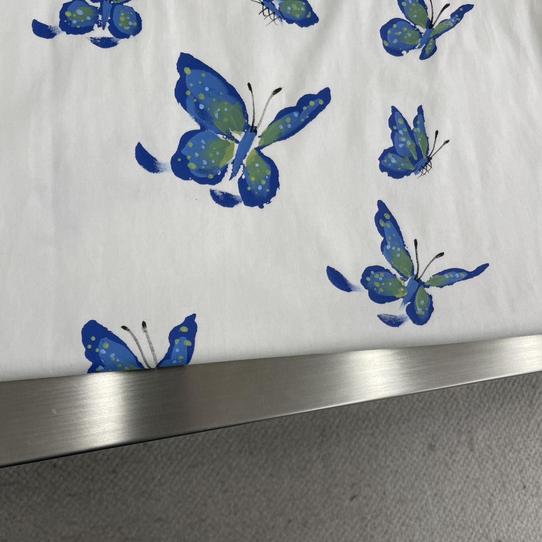 

-Dio   25ss新款刺绣圆领T恤，胸前彩色手绘品牌字母蝴蝶🦋图案 的辨识度令这款T恤正式高档之
