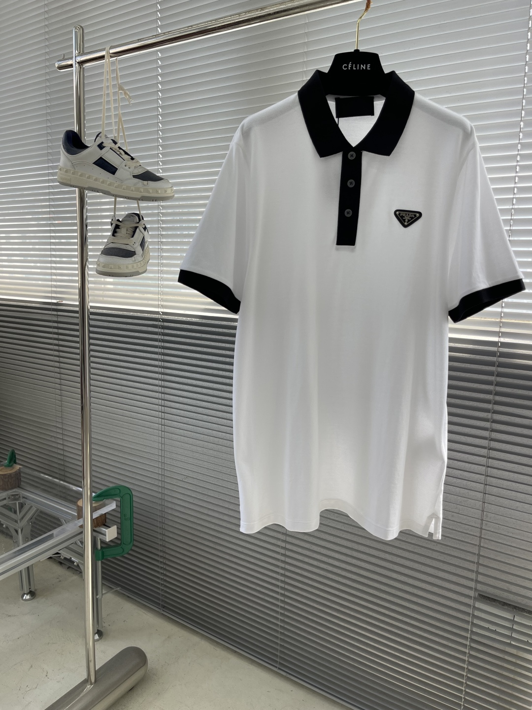 -PRAD 2025春夏新款🌟三角标识翻领Polo衫纯棉珠地棉面料经典款POLO衫，经典爆款系列，图案装